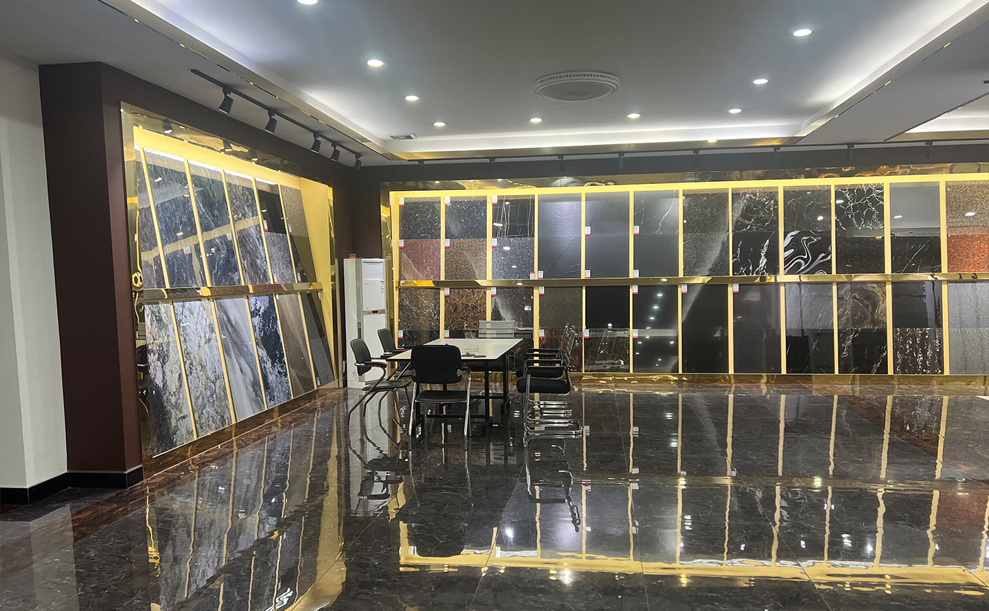 black tile showroom